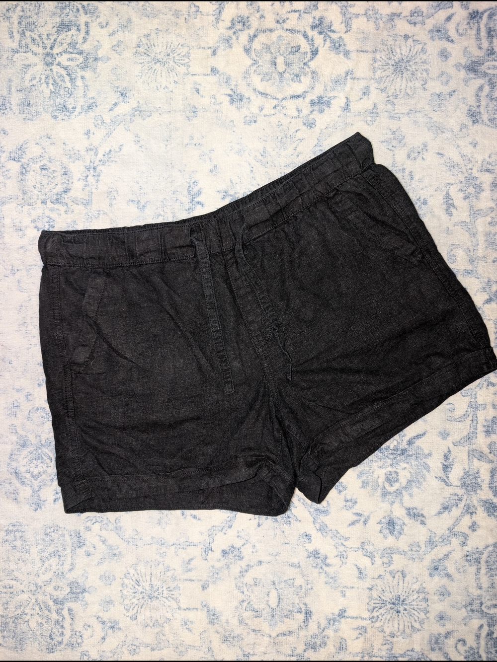 Reitmans Black Linen Blend Casual Drawstring Shorts